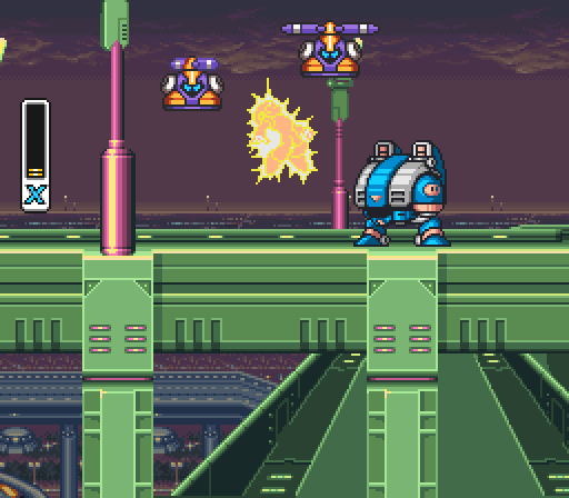 X running and jumping along the first stage's highway, in our own engine.