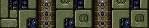 Scenery strip of Boomer Kuwanger: green and blue panels.