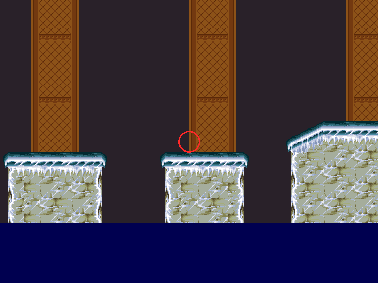 Where the enemy at placement 67 sits, between the pillars.