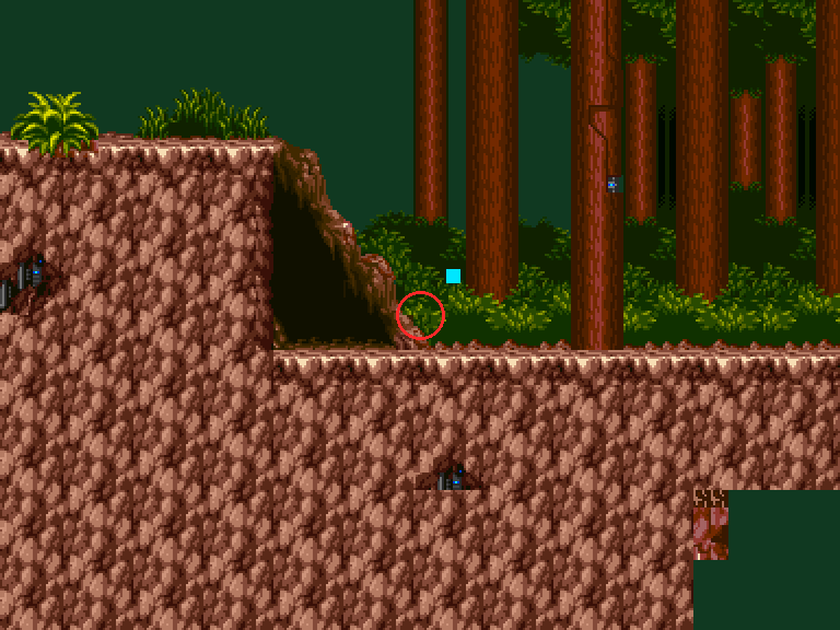 Where the enemy at placement 47 sits, very close to where X passes.