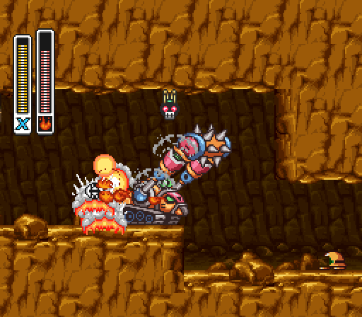 The spiked Mole Borer digging machine in Armored Armadillo's stage, in a recording.