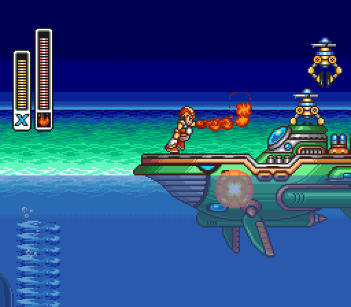 X on top of the submarine, in a recording.